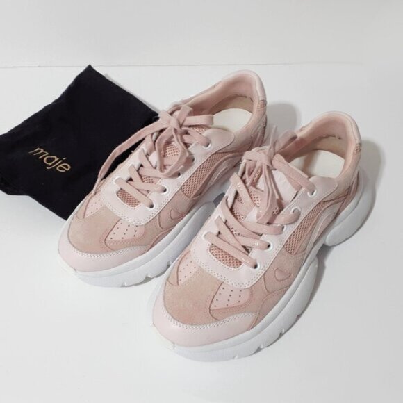 NWOT Maje chunky sole pink leather sneakers, 40 - Picture 6 of 14